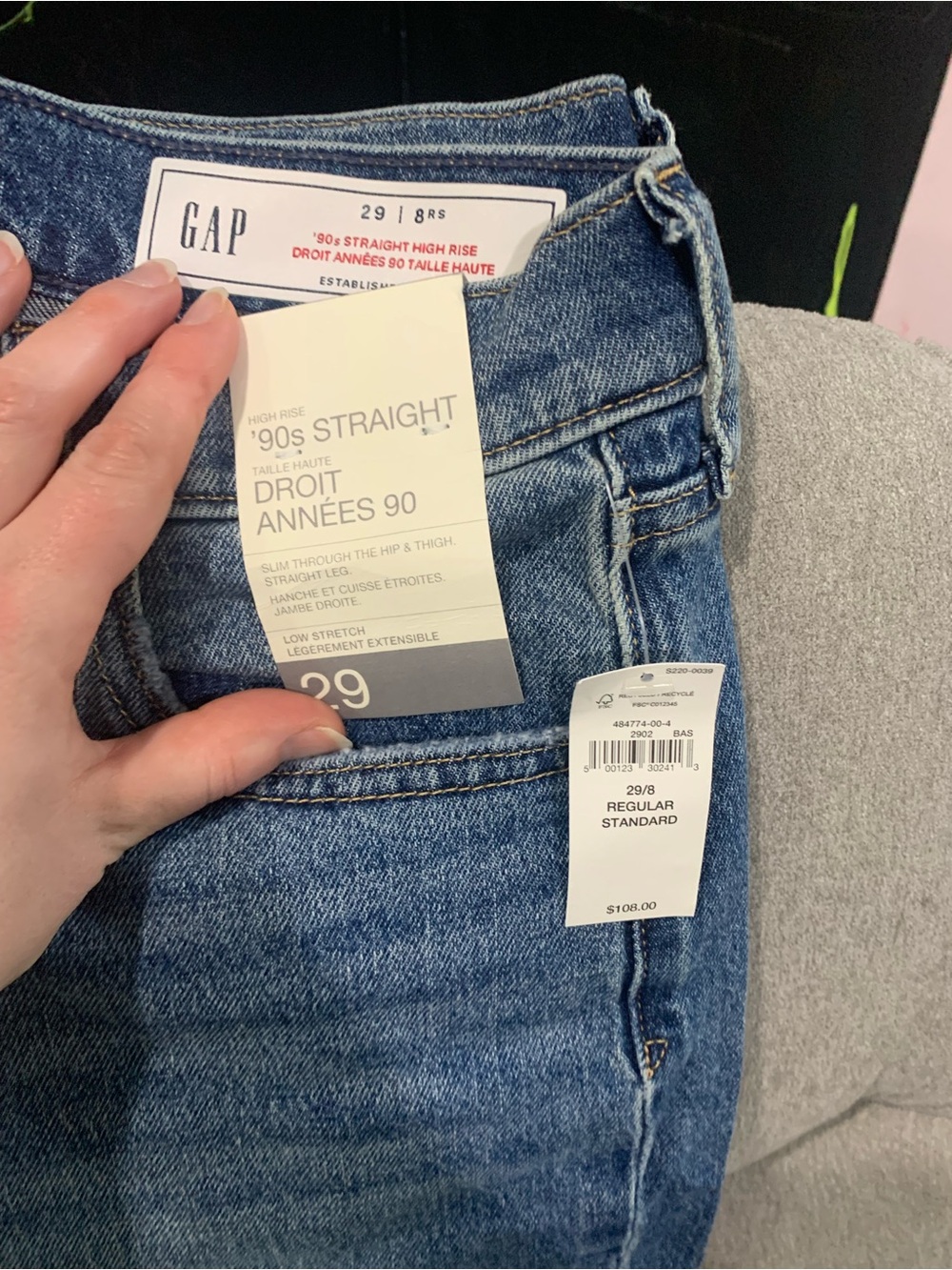 GAP Women's '90s Straight High Rise Jeans - Denim Blue